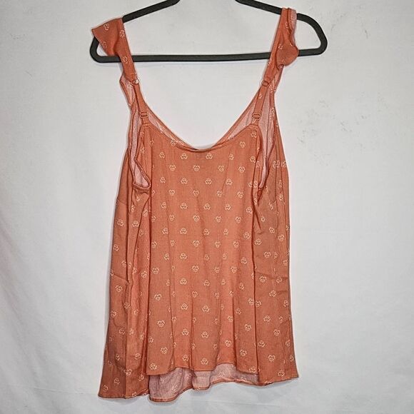 6X 30W Torrid Washable Crinkle Guaze Ruffle Strap Tank Orange Ditsy Floral patte - Picture 5 of 8